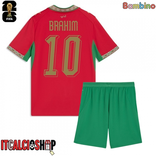 Marocco Brahim Diaz #10 Prima Maglia Bambino Mondiali 2026 Manica Corta (+ Pantaloni corti)